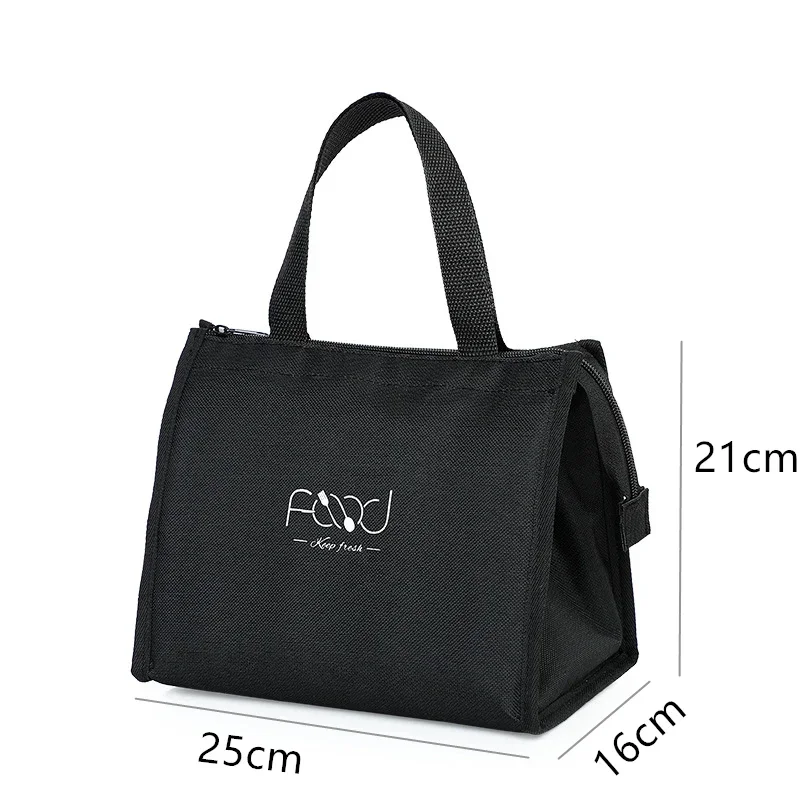 High-Capacity Portable Insulated Lunch Bag Women/Kid Picnic Work Travel Food Thermal Storage Container Bento Box Cooler Tote Bag: black