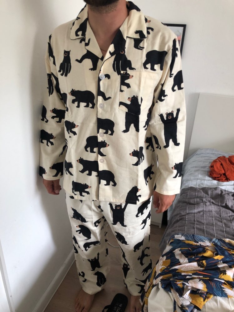 Cute Bear Pyjamas Men Spring Couple Pajamas Men&#39;s Plus Size Sleepwear Sleep Tops Long Pants Pijamas Mujer Cotton Home Clothes