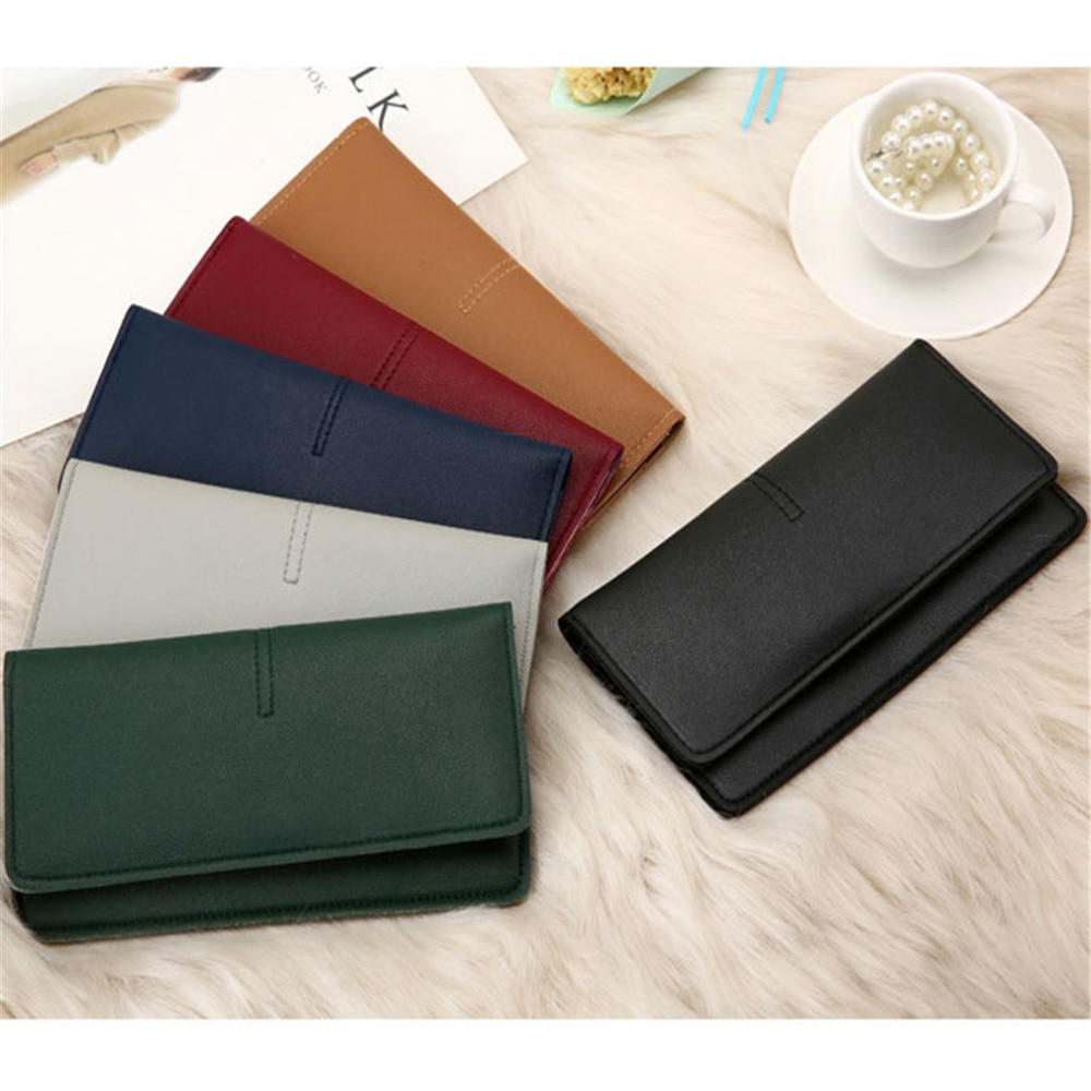 Style Women Purse Europe And America Simple Ultra-thin Wallet Coin Card Phone Holder Soft Leather Female Clutch Bag