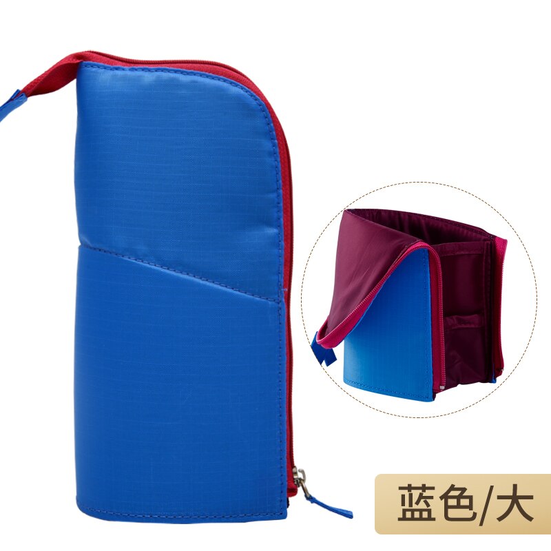 KOKUYO Multifunction High Capacity Deformable Pencil Case Simple Original Vertical Student Stationery Storage Pen Holder: L Blue