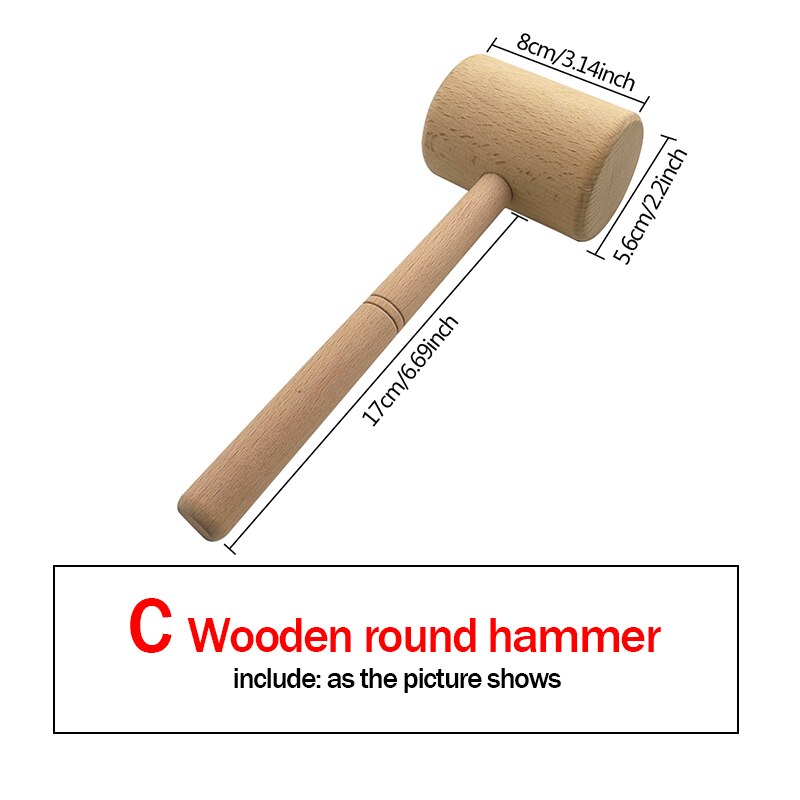 Diy Lederen Carving Hamer T/Longitudinale Hamer Houten Hamer Punch Snijden Nylon Hamer Tool Met Houten Handvat Lederen Craft: C