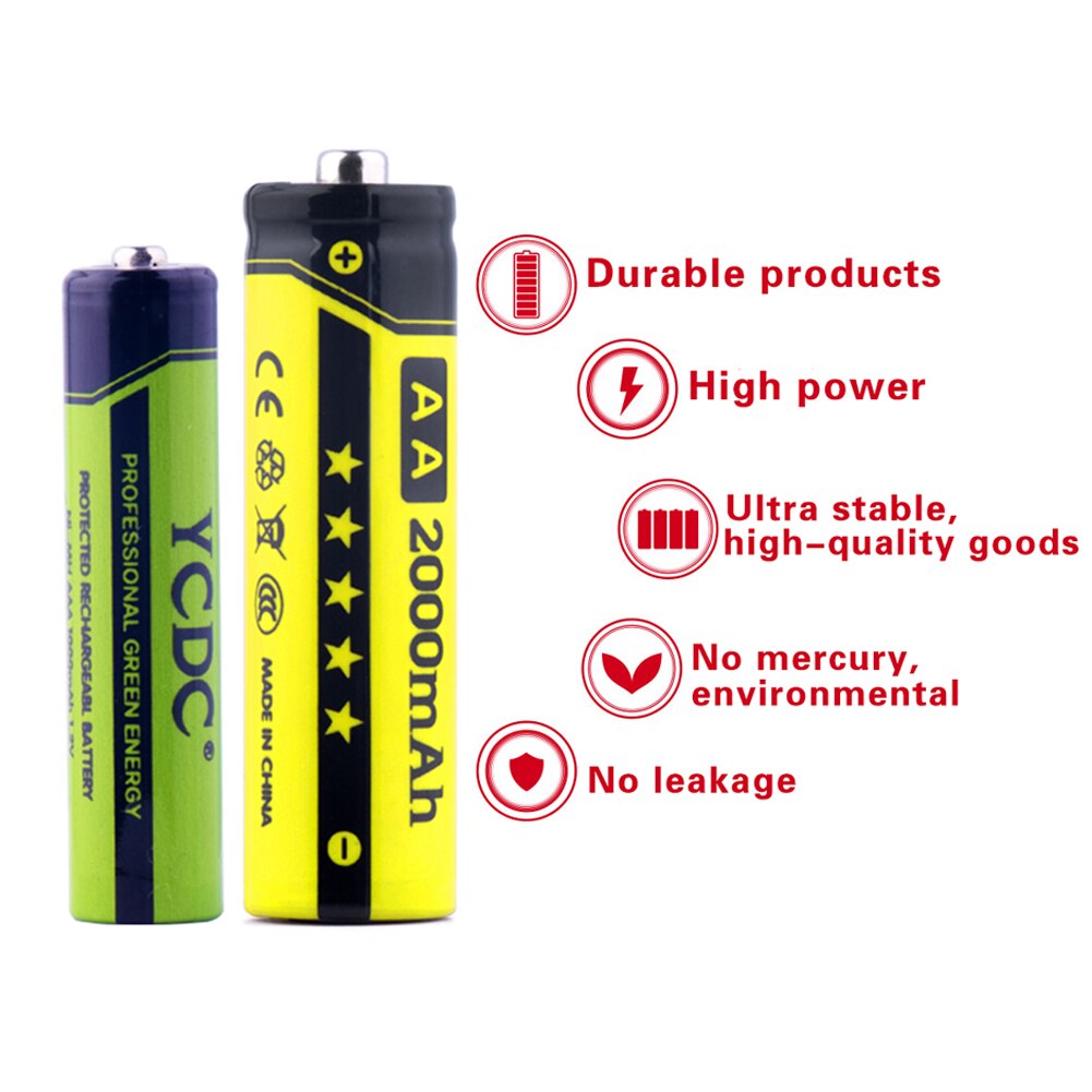 Goedkope 16 Stks/partij Versie Oplaadbare Batterijen Cellen 1.2V Hoge Volume AA-2000mAh AAA-1000mAh Met Batterij Case