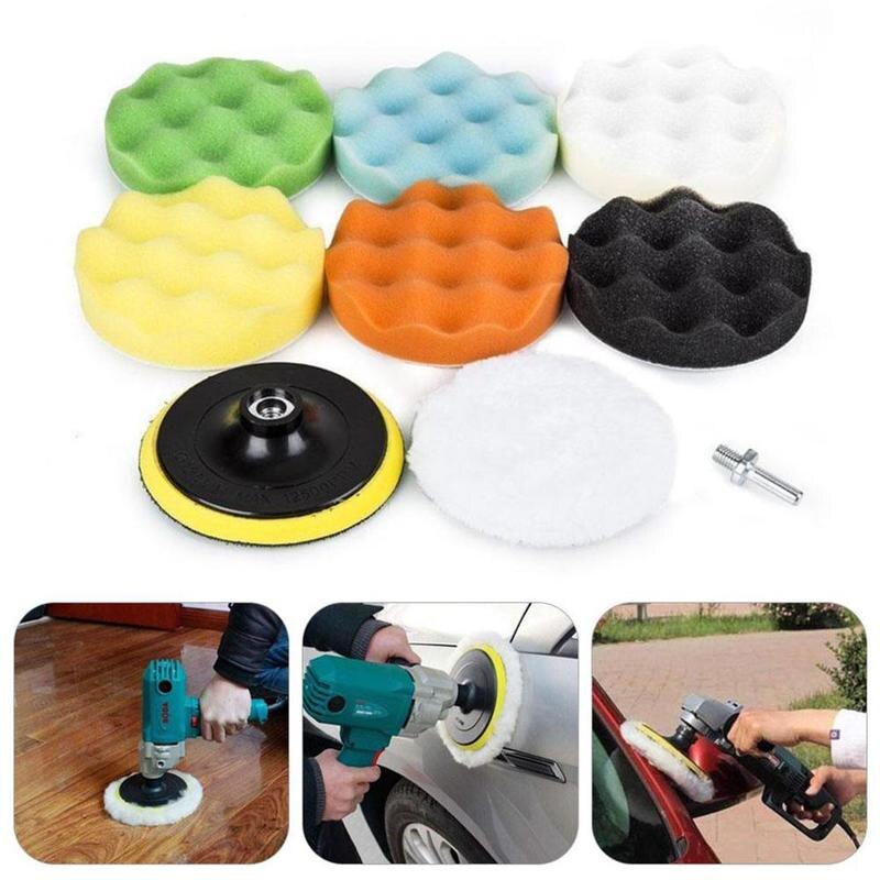 Car Polishing Disc 11Pcs/Set Self-Adhesive Buffing Drill Pad Wool For Car Waxing Polisher Polishing Wheel Adapter Sponge D3U7