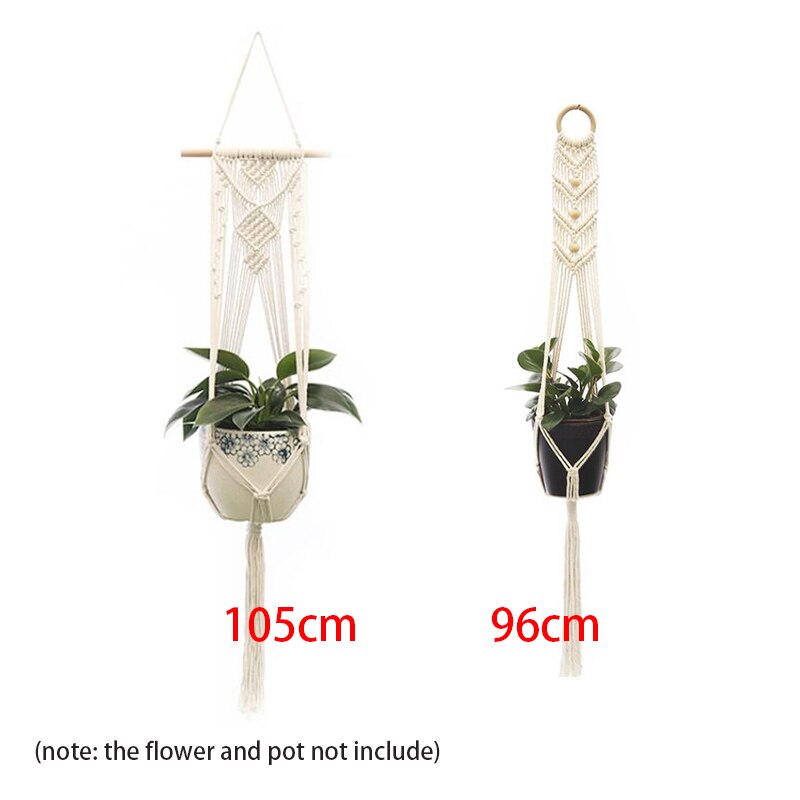 Vertical Garden Plant Hanging Rope Macrame Hanger Flower Net Pot Baskets Wall Handmade Cotton Rope for Home Year Decoration