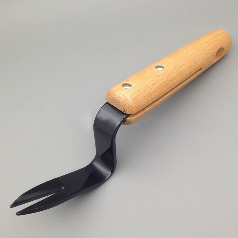 Ergonomique désherbeur cultivateur jardin outil à main en acier au carbone lame hêtre poignée X4YD