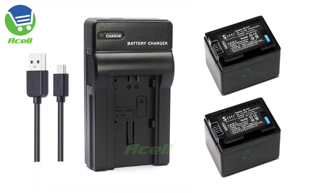 BP-727 Battery for Canon LEGRIA HF R86 R806 R76 R706 R66 R47 R48 R406 R36 R38 R506 M52 M60 Camcorder Compatible BP-709 BP-718: 2Battery 1Charger