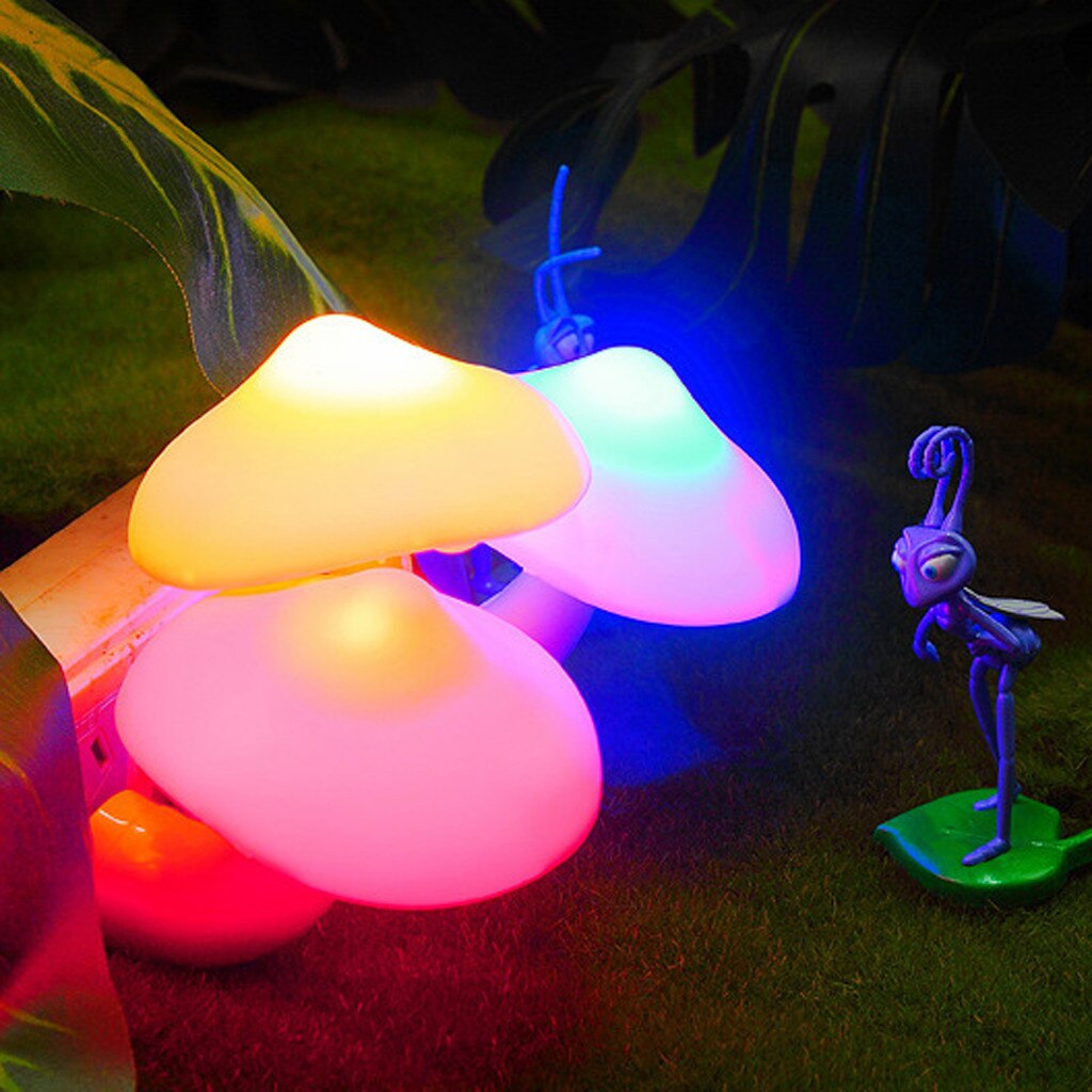 Coloré capteur LED veilleuse économie d'énergie champignon LED veilleuse capteur contrôle lampe chevet mur 2.26
