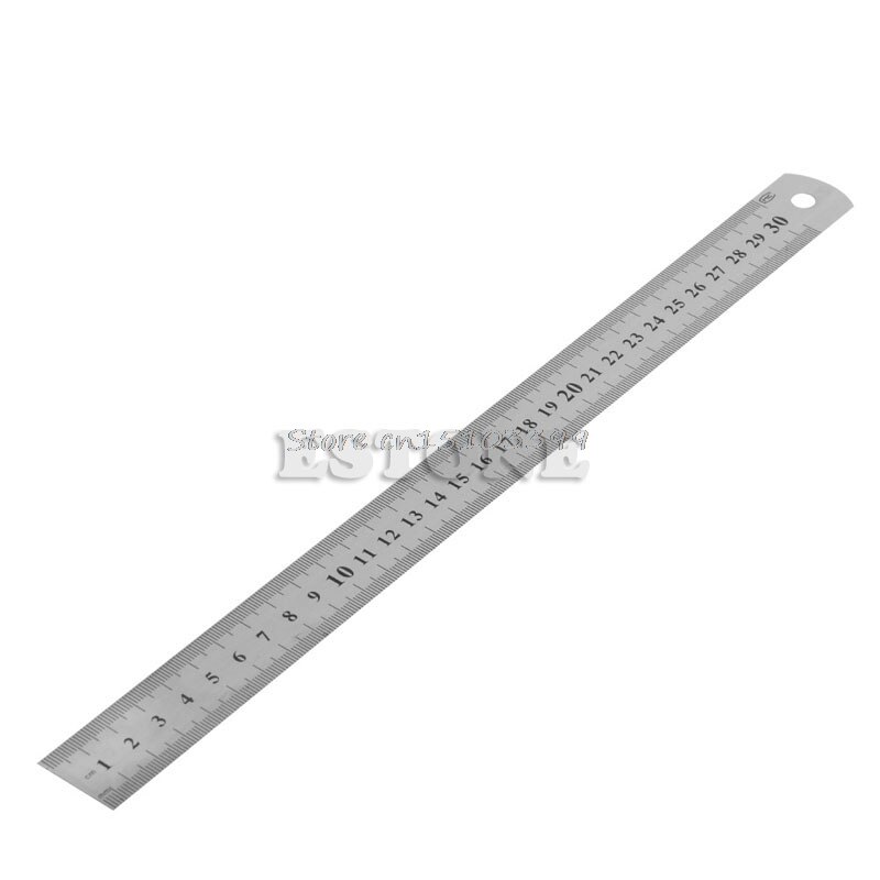 12" Double Side Stainless Steel Metric Metal Ruler Pocket Pouch Measurement 30CM G08 Whosale