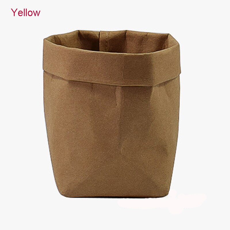 Flower Pot Kraft Paper Washable Plants Vegetable Grow Bag Succulent Planter Flowerpot Desktop Organizer Storage Bag 35: Yellow / 10 x 10 x 20cm