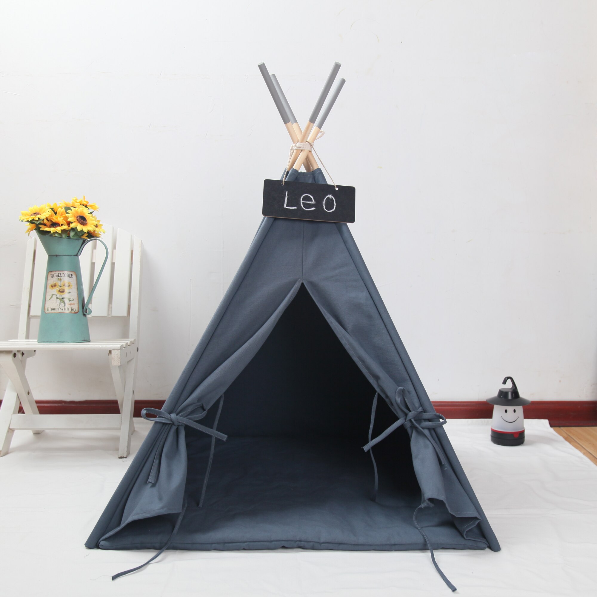 Grau Leinwand Hund Tipi 24 "Basis 25" Hoch