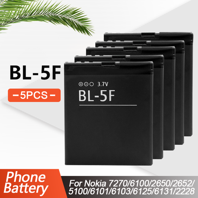 BL-5F BL5F BL 5F Remplacement Batterie De Téléphone Pour Nokia N95 N96 N98 N99 N72 N78 N93i 6290 E65 6290 6210S/N 6710N N95 C5-01 E65 X5: 5PCS