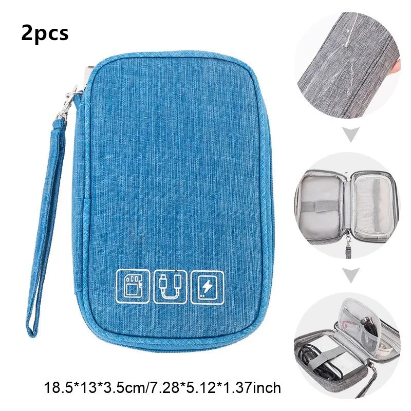 kabelopbergtas Elektronische organizer Digitale oplader Draden USB Power Pouch Draagbare reisaccessoires Benodigdheden: Oranje