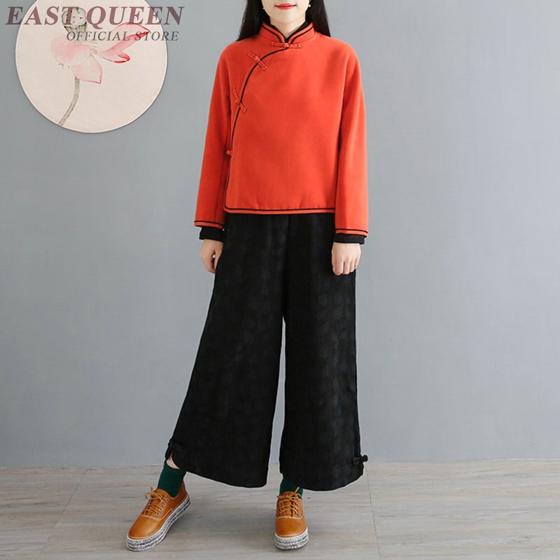 Traditionelle chinesische bluse Shirt Spitzen für frauen stehkragen orientalischen leinen hemd bluse weibliche cheongsam oben AA4158