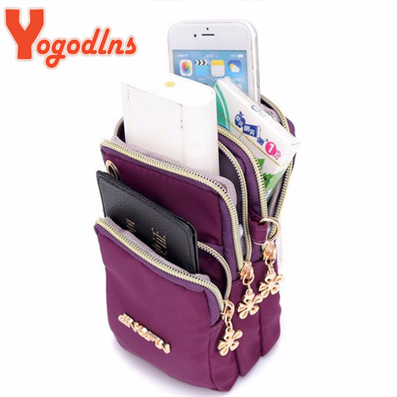 Yogodlns Waterproof Nylon Women Crossbody Phone Shoulder Bag Small Pouch Case Belt Casual Purse Wallet