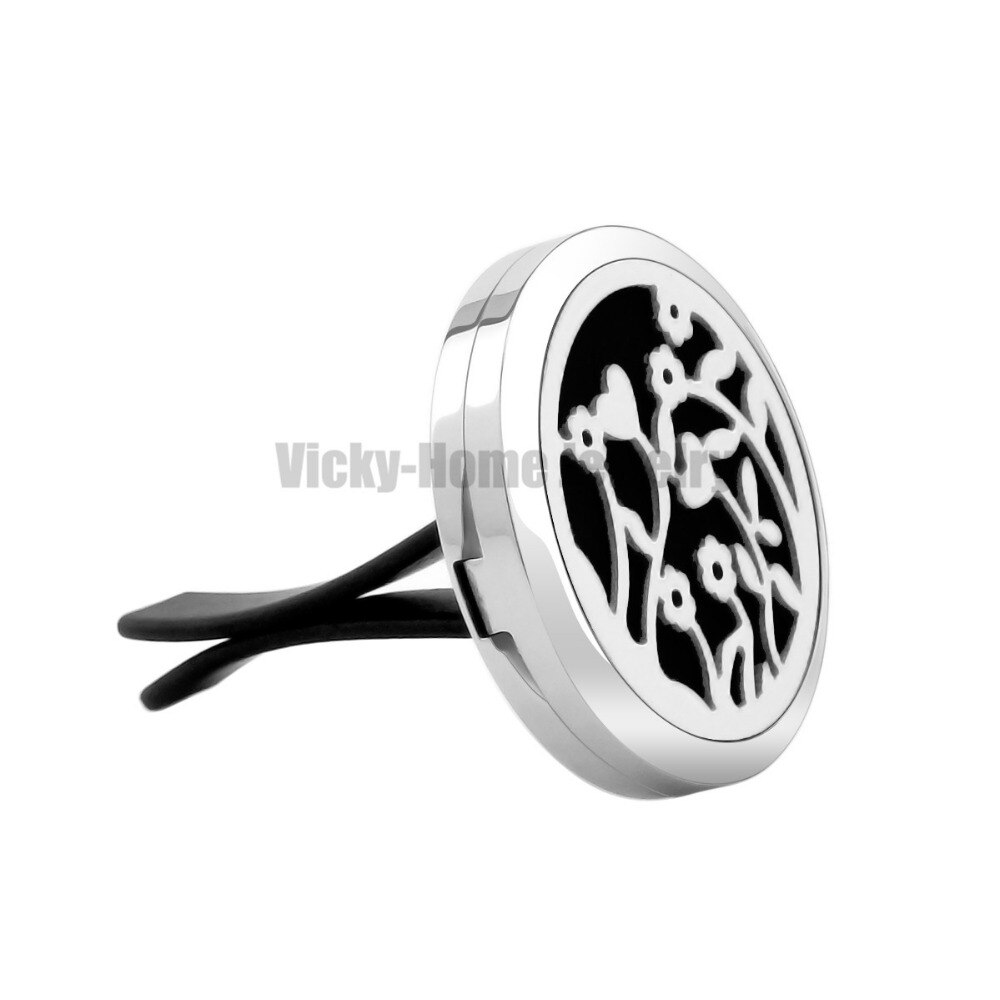 Flower 316L Stainless Steel Car Diffuser Perfume Locket Essential Oil Car Diffuser Locket Free 6Pcs Pads