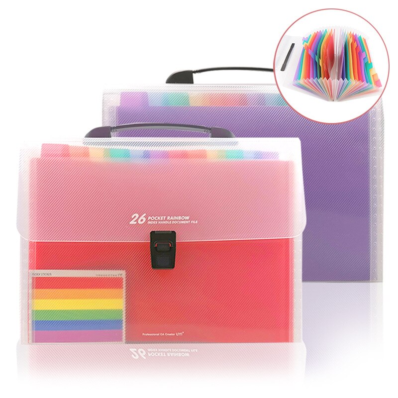 A4 Portable File Storage Bag Expanding File Folder 26 Pockets Accordion Folder Organizer Documents Bag