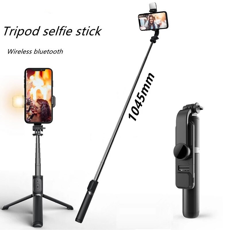 New bluetooth-compatible wireless selfie stick tripod, foldable monopod, universal for smartphones and sports action cameras