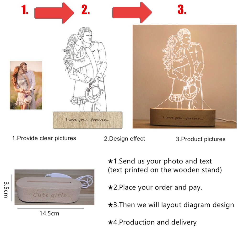 Lampada 3D LED Personalizzata Con Foto Di Moto - Regalo Con Testo A Scelta E Telecomando RGB - Luce Notturna Effetto 3D - 3