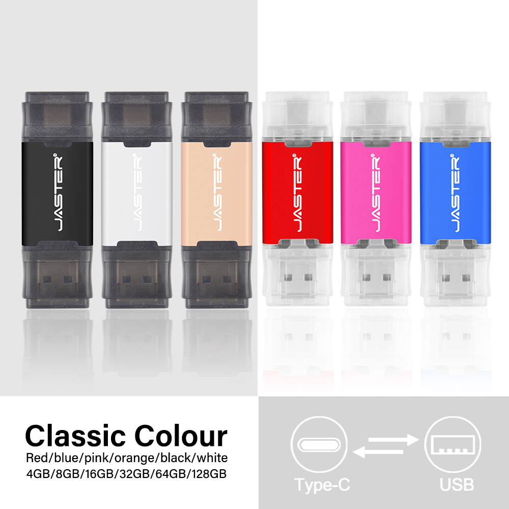 Topkwaliteit USB-flashdrives 128 GB 64 GB Pen Drive Real Capaciteit Pendrive 8 GB Type-c 2 IN 1 Memoria USB Stick 8G USB voor telefoon/PC