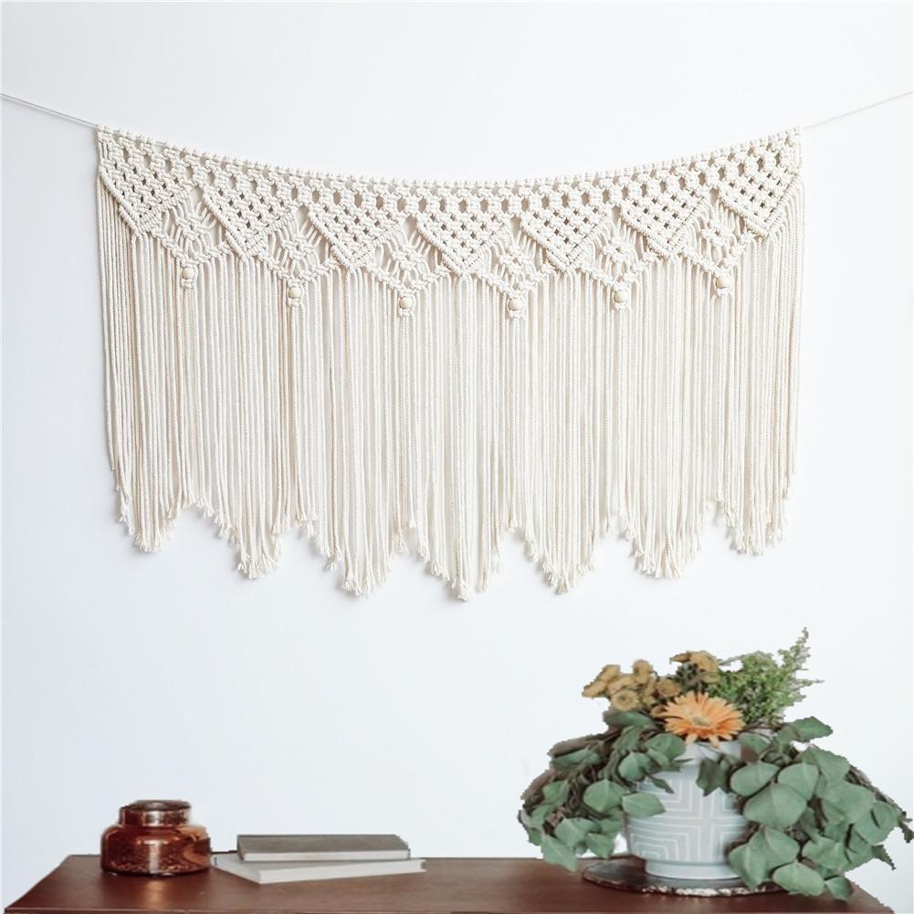 Nordisk handvävd tapet macrame gardin bohemisk boho bakgrund dekoration vägghängande filt för hembröllop 100*80cm