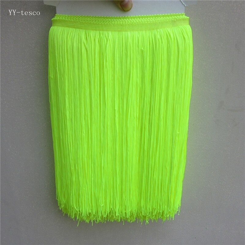 YY-tesaco 5yards 30cm Wide Lace Fringe Trim Tassel Fringe Trimming For DIY Latin Dress Stage Clothes Accessories Lace Ribbon: Fluorescent yellow