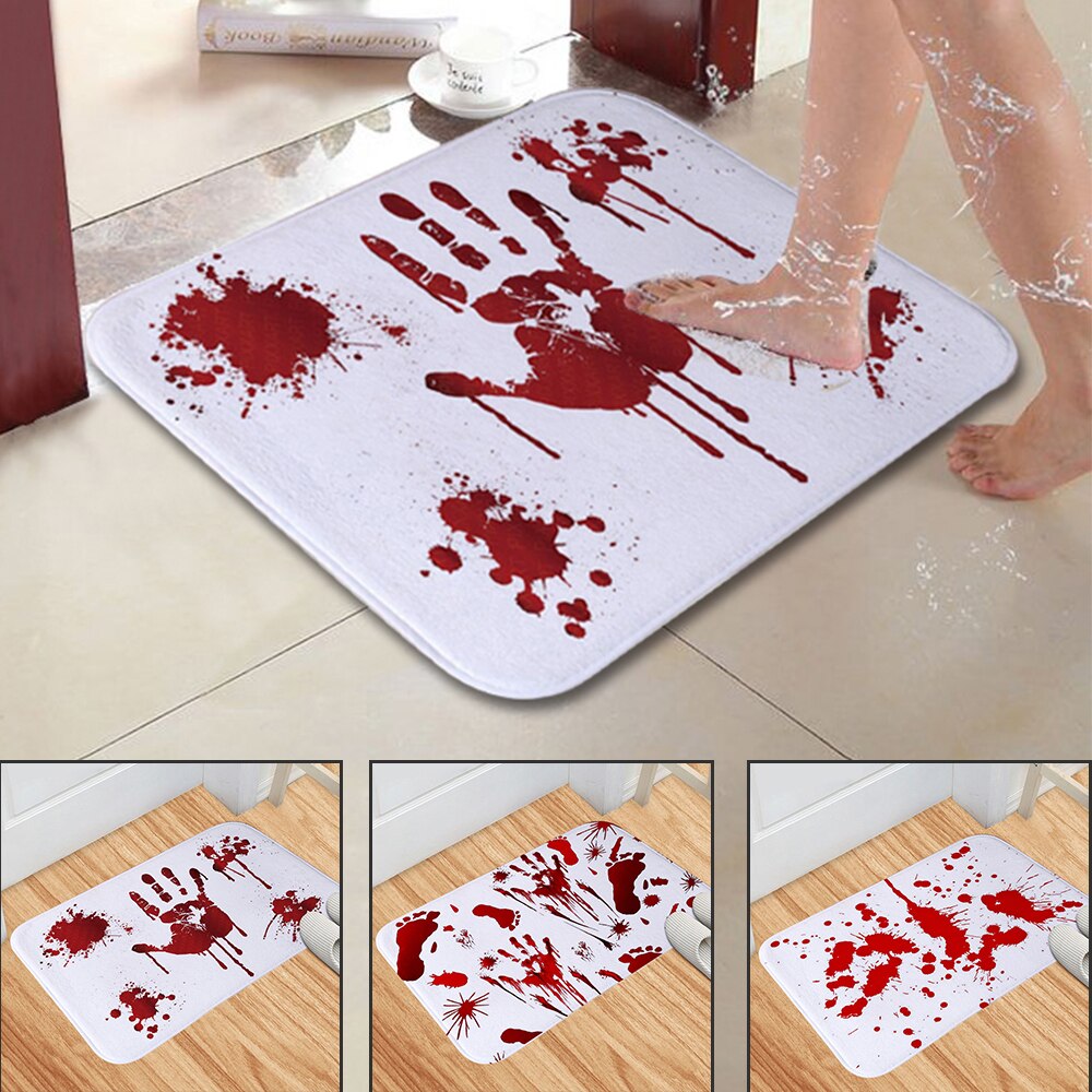 1Pc Halloween Blood Bath Mat Color Changing Sheet Turns Red Wet Make You Bleeding Footprints Shower Carpet for Bathroom