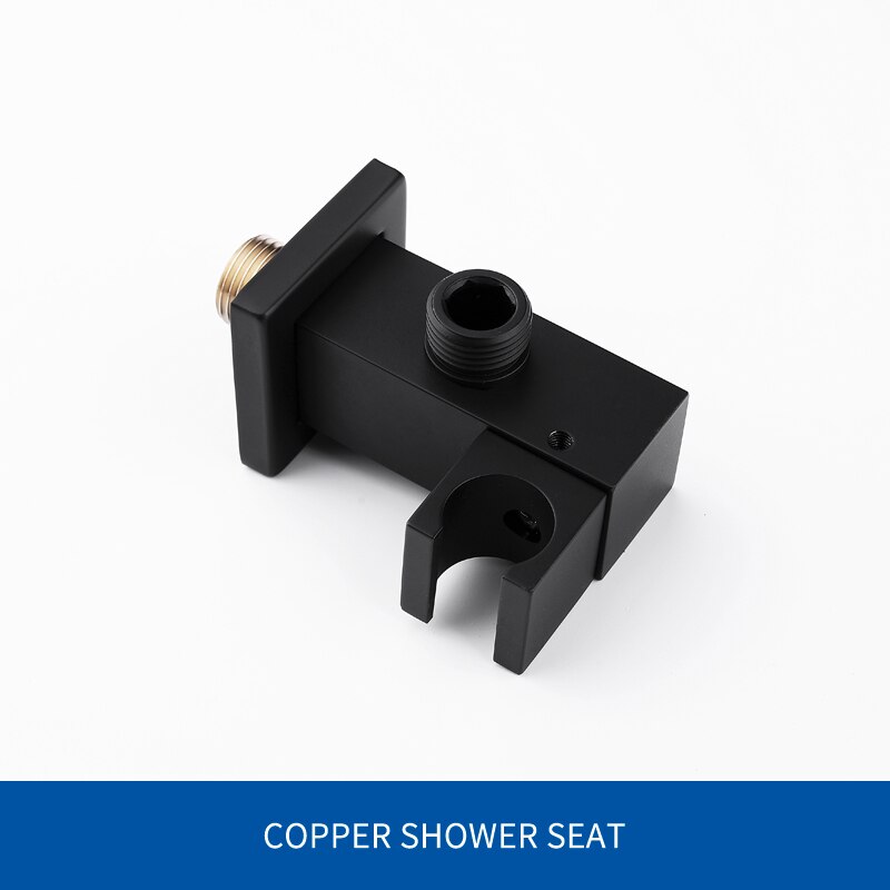 Matte Black Solid Brass Square Hand Shower Head Single Function Brass Handheld Bathroom Shower Set: Bracket Only