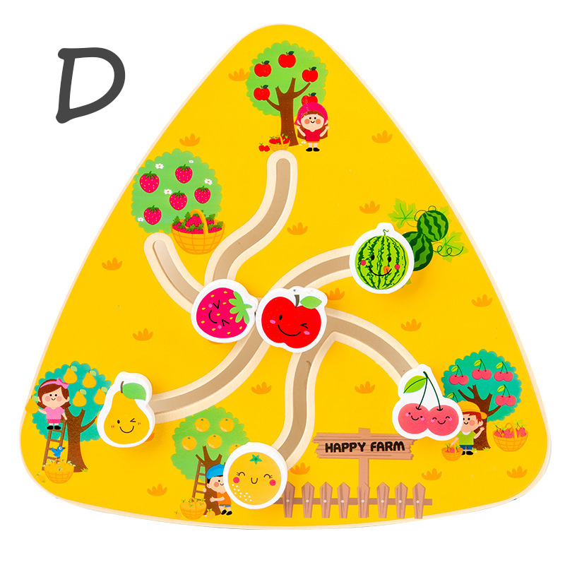 Tableros de laberinto Montessori, juguetes de madera, fruta Animal, rompecabezas deslizantes con forma Digital, juego a juego, juguetes educativos de aprendizaje para niños: Caqui oscuro