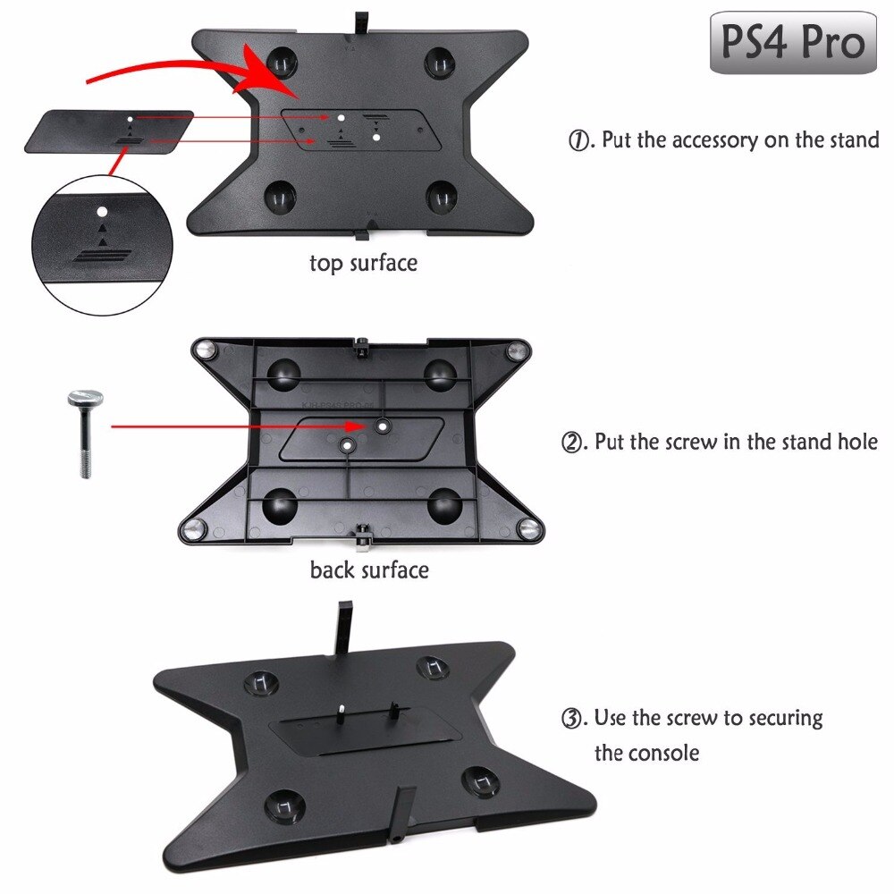 PS4 Pro / PS4 Slim Vertical Stand 2in1 with Dual Controller Holder Station and Dual Micro USB Charging Cable for PS4 Slim Pro