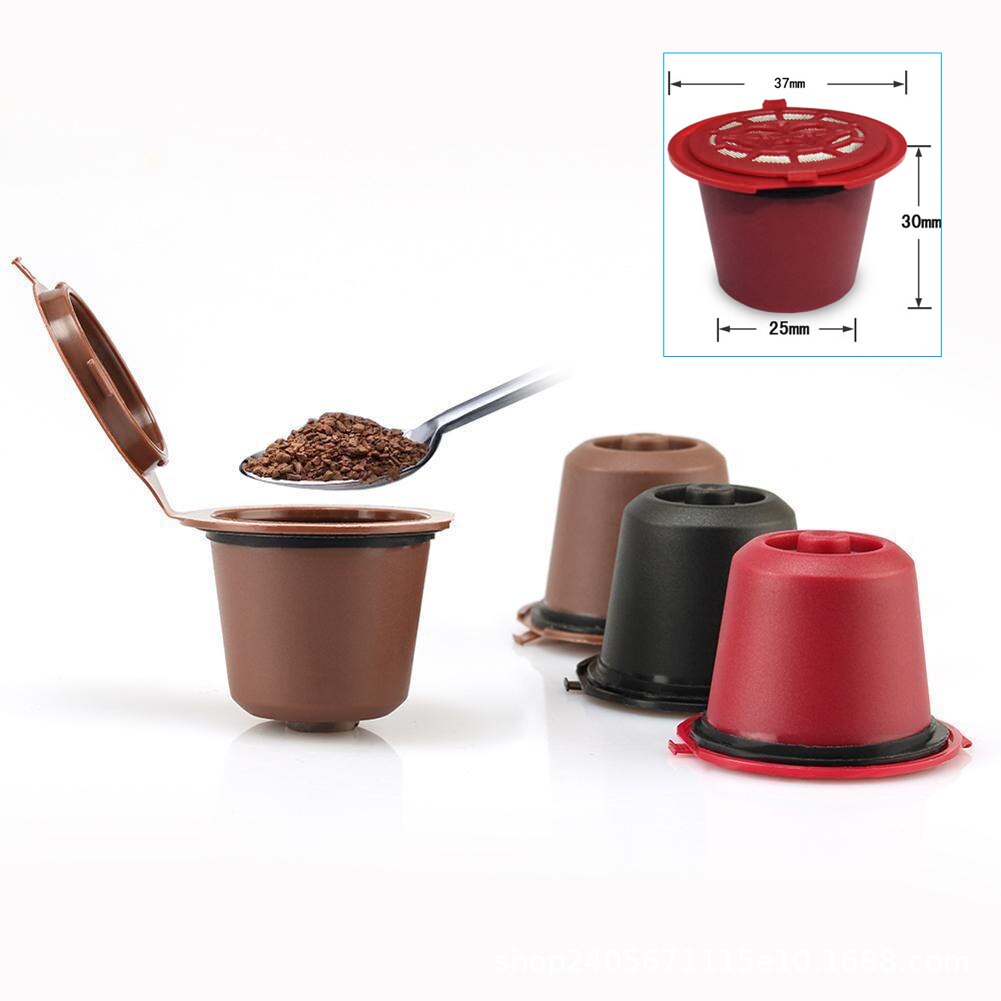 3pcs Nespresso Stainless Coffee Capsules Cup Refillable Coffee Capsule Refilling Filter Coffeeware Compatible with Nespresso Ma
