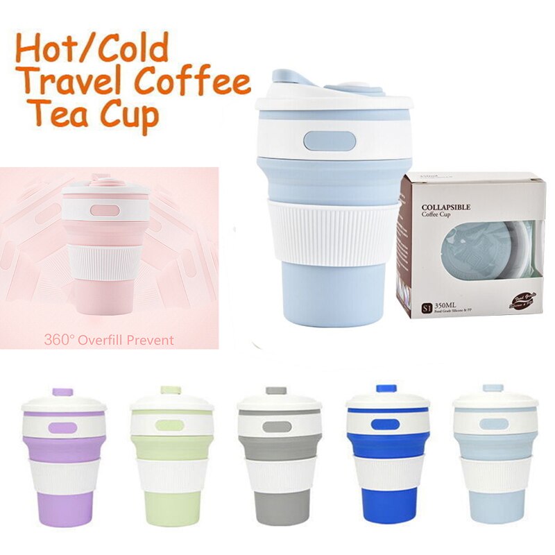 6 Kleuren Inklapbare Koffie Cup Silicone Mok Voor Wandelen Herbruikbare Draagbare Fiets Wandelen Water Fles