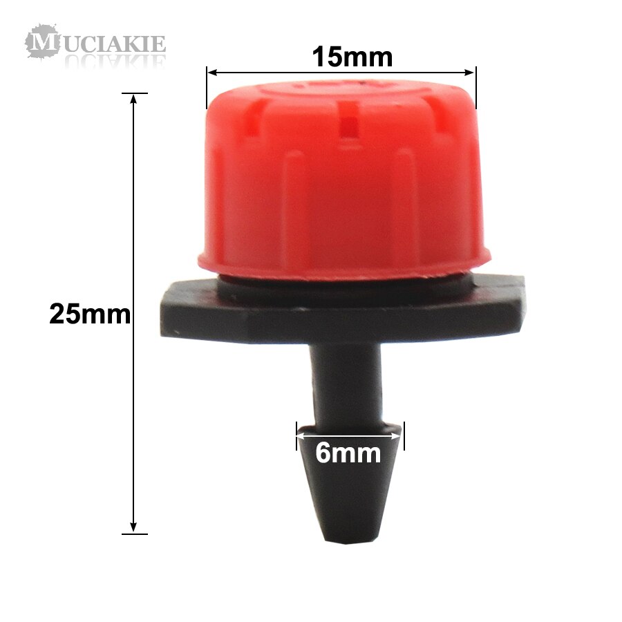 MUCIAKIE 1000PCS Red Adjustable 8-Hole Dripper with 1/4'' Barb Connecter Garden Irrigation Water Dropper Emitter for Soil Plants