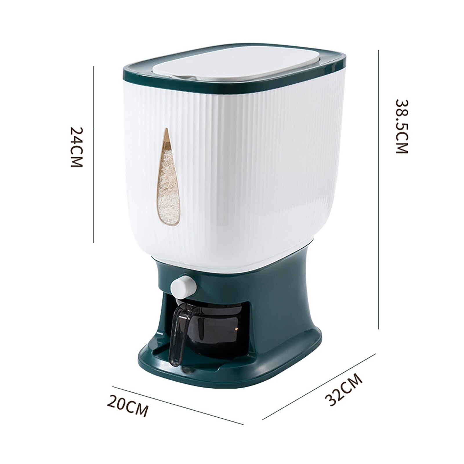Grand distributeur de grains de riz 10Kg, boîte de rangement scellée avec couvercle, cylindre de mesure, résistant à l'humidité, ménage