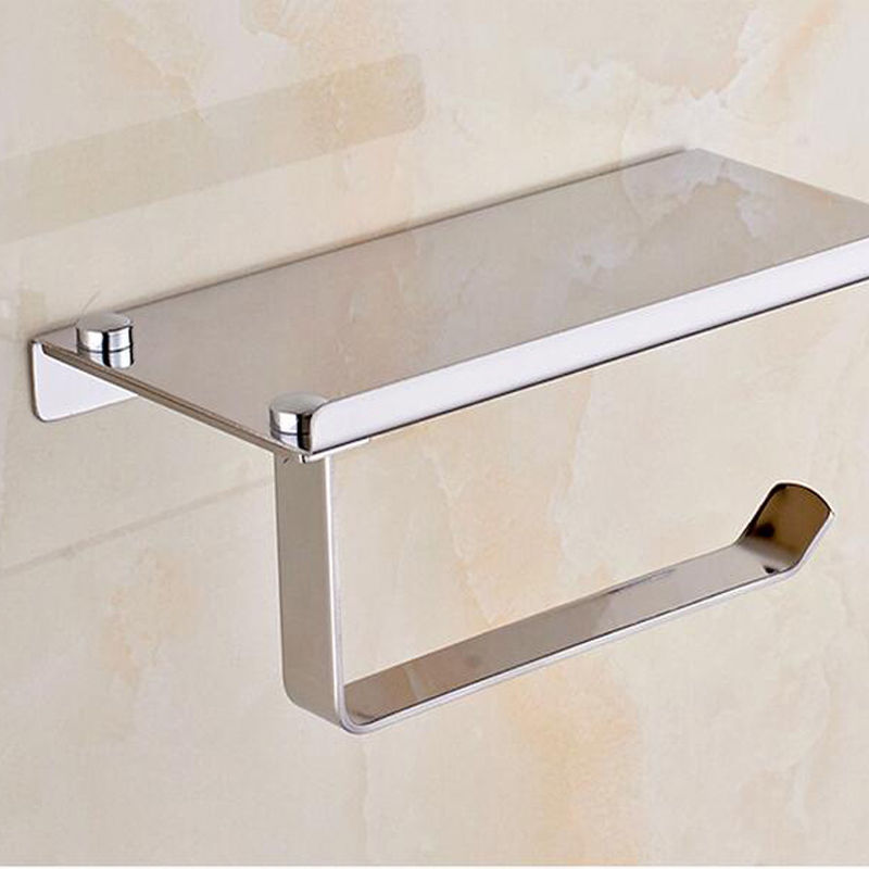 Wall Mount Paper Towel Holder & Dispenser, with Shelf, Stainless Steel, Bathroom Hardware