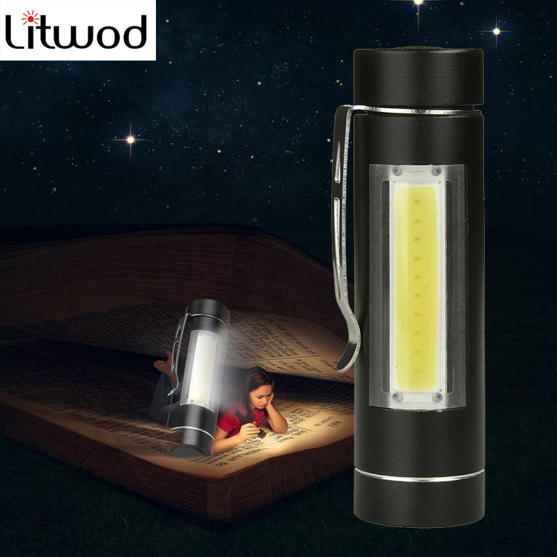 Litwod Z90 + LED COB MINI linterna LED 1 modo de uso 14500 o AA batería para leer el trabajo de Camping linterna