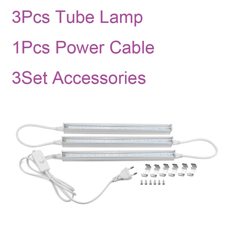 Fitolamp barre de LED bande rigide LED cultiver plante lumière de croissance T5 Tube pour Aquarium serre hydroponique grosebox Phyto plantes d'intérieur: 3pcs 2835 / US Plug