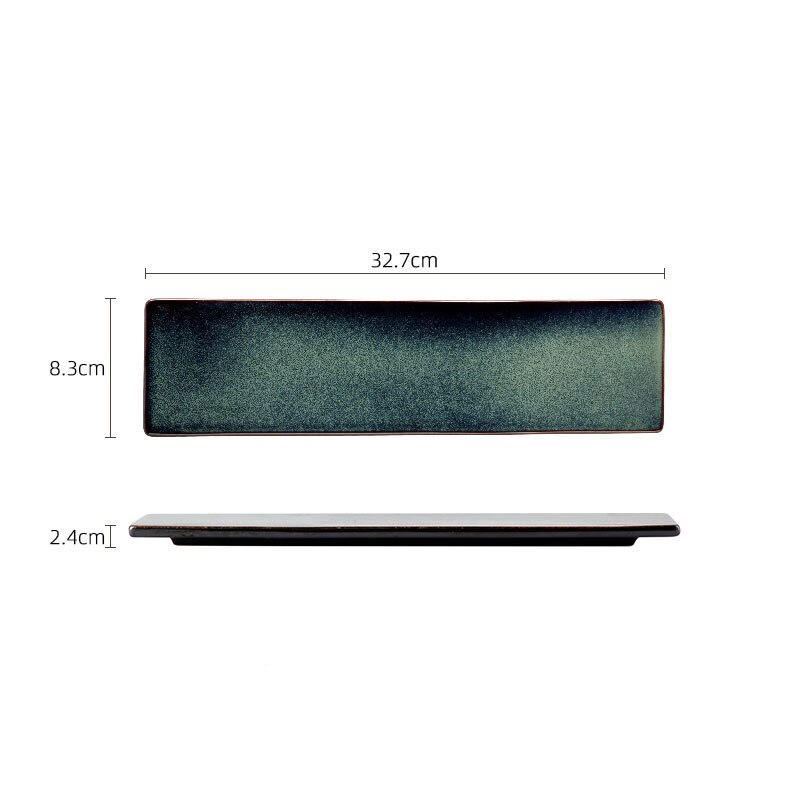 FANCITY platos planos largos, platos rectangulares para sushi, platos de aperitivos para restaurante, platos para el hogar, platos de cerámica: 2