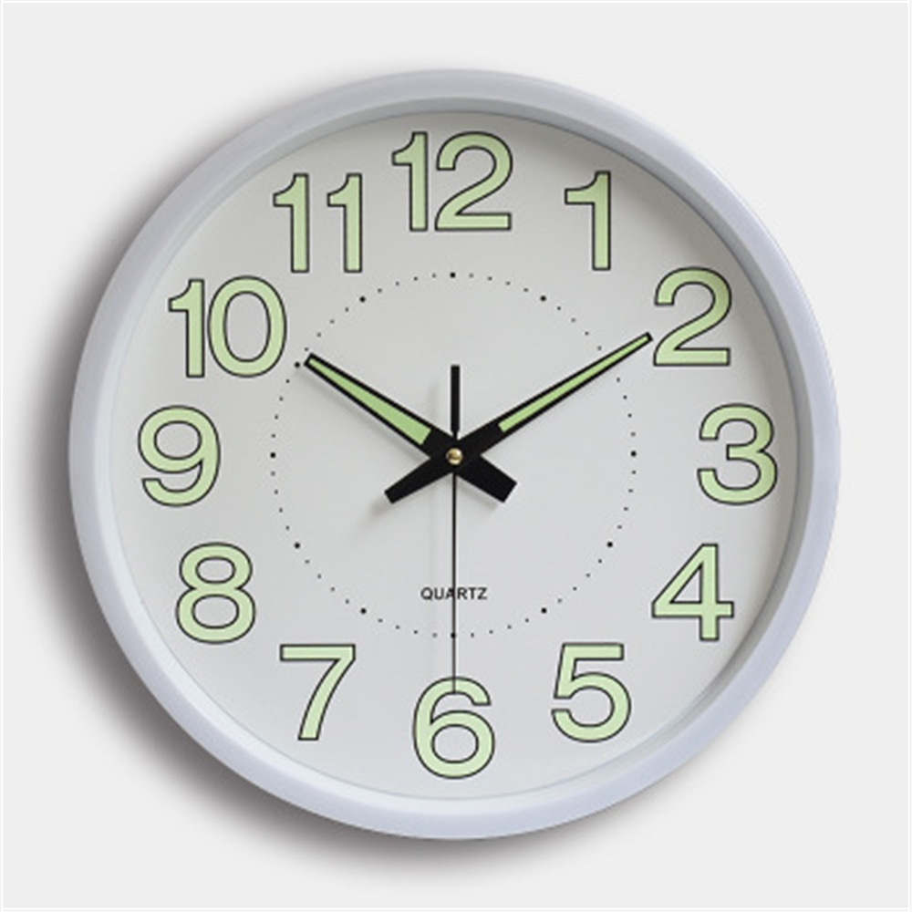 Luminous Wall Clock Silent Quartz Wall Clocks Digital Hanging Horloges Bedroom Glowing Watch Living Room Decor 12 Inch: White