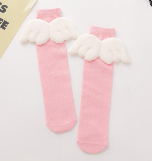 2020new pile of socks wings spring and autumn baby socks children in the tube warm wings antler socks: pink wing