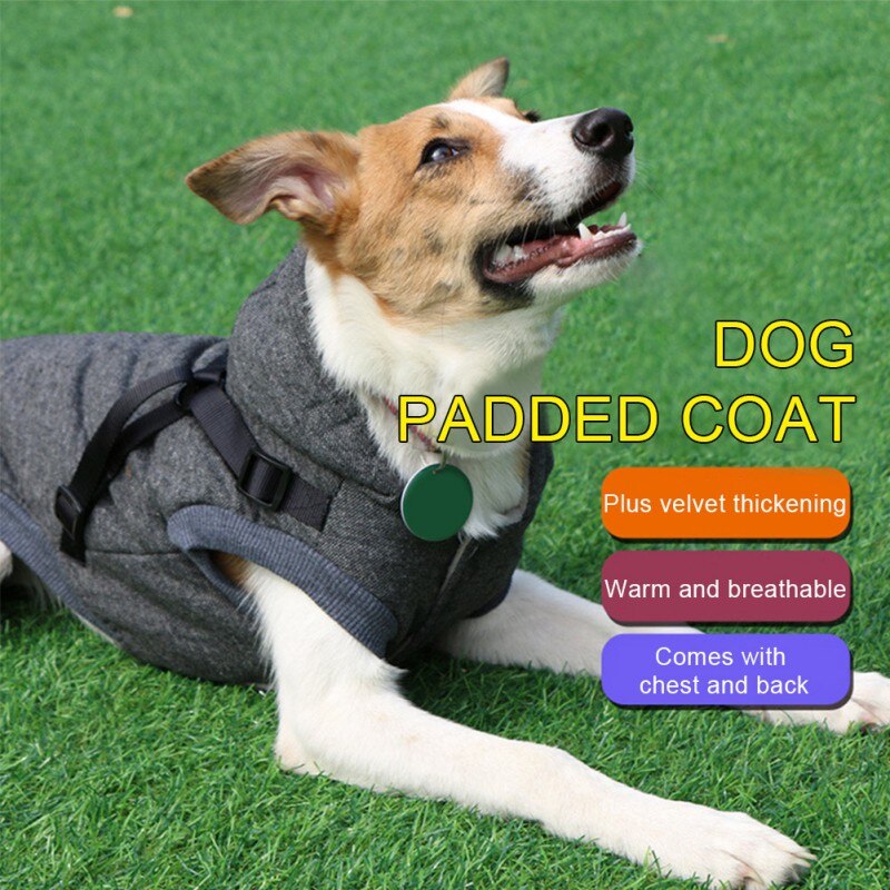 Pet Dog Jacket Vest Harness Winter Dog Clothes Soft Breathable Adjustable Buckle Velvet Padded Dog Chest Back Vests Cotton Coats
