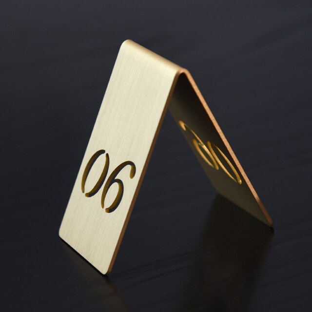 2022 Copper Brass Table Numbers Restaurant Bar Table Decor Party Baby Shower Wedding Table Number Seat Card Direction Sign Metal: number 6