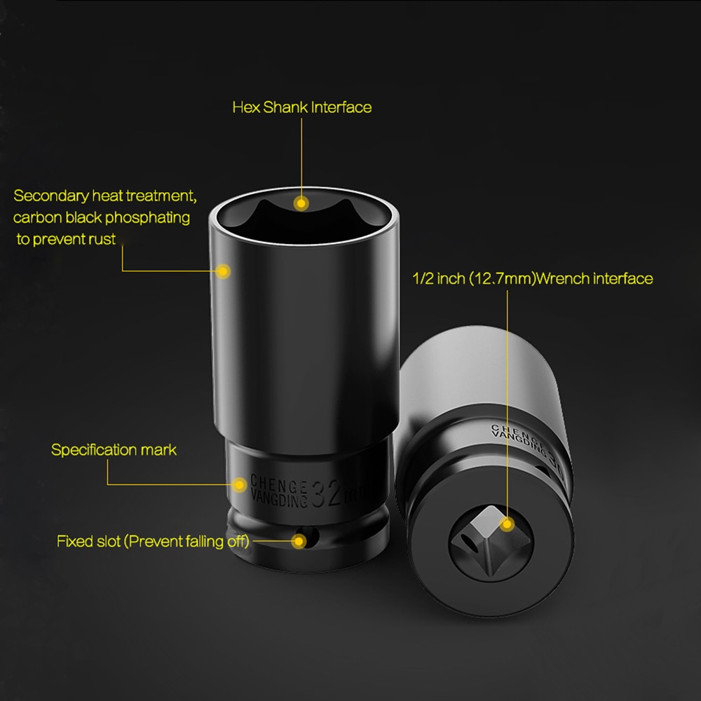 Standard 8~32mm Socket Wrench Set Tool 1/2&quot; Drive Adapter Spanner Converter Reducer Electric Impact Wrench Socket Sets