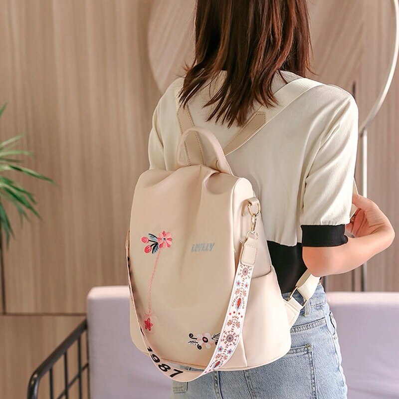 Estilo chinês flor bordado mochila sacos de escola primavera verão ao ar livre viagem bagpack para adolescente à prova dwaterproof água 2021