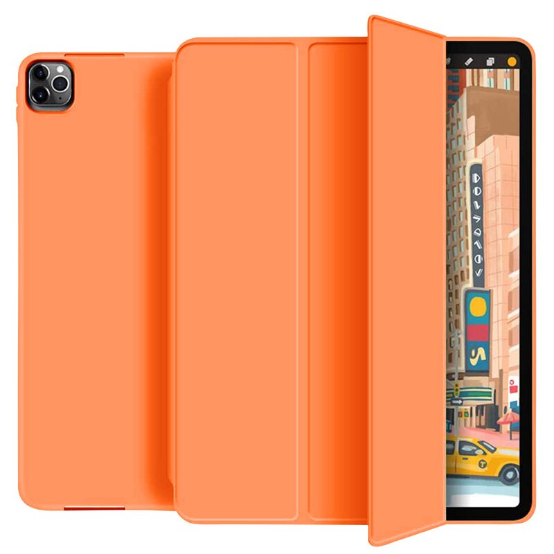 Waterproof Protect Case for Apple iPad Pro 11 ) Smart Cover with Pencil Holder: Orange