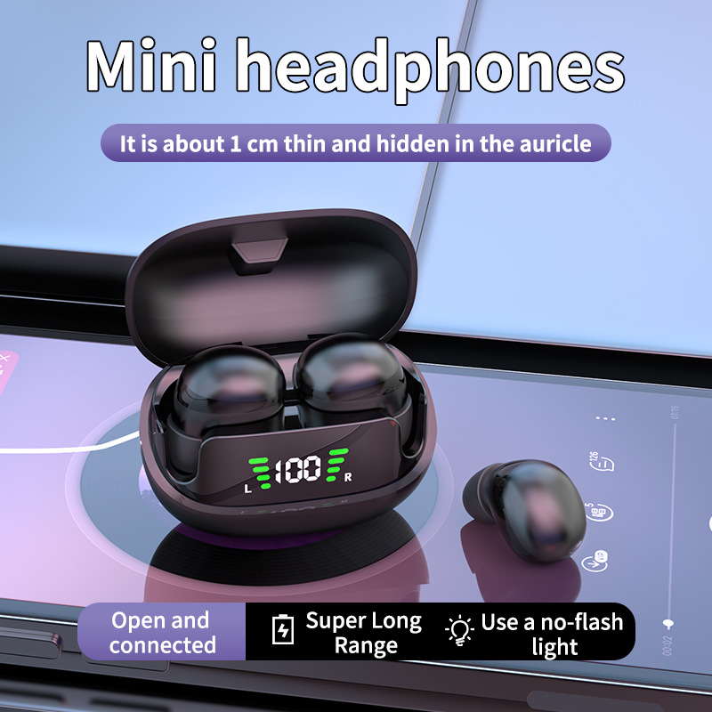 Écouteurs Bluetooth sans fil avec micro, casque à réduction de bruit, casque de , , mini écouteurs invisibles pour le sommeil