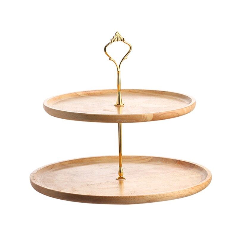 Wood Storage Tray 2/3 Tier Cake Cupcake Dessert Stand Fruit Serving Tray GXMA
