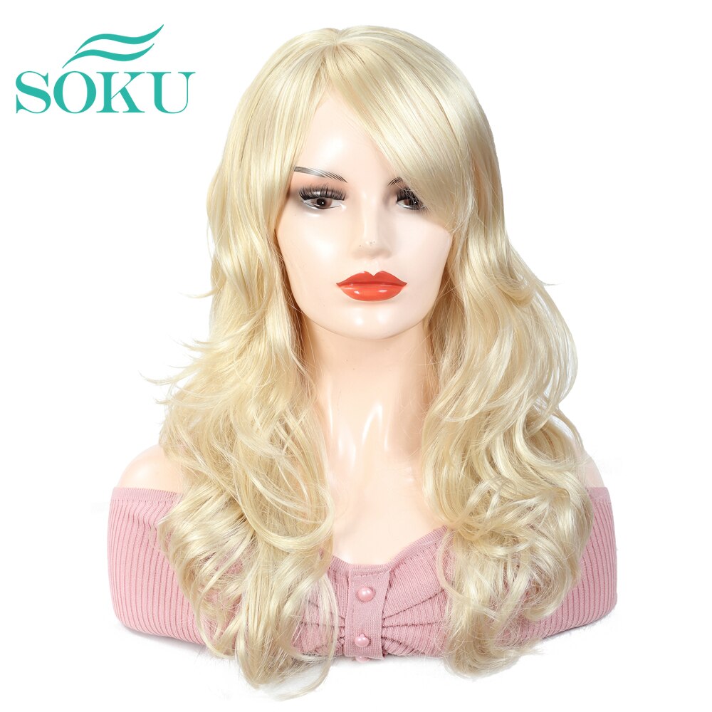 Soku bølget parykk med lukt svart farge syntetisk varmebestandig fiber skjønnhet daglig hår lav temperatur fiber til svarte kvinner: 613