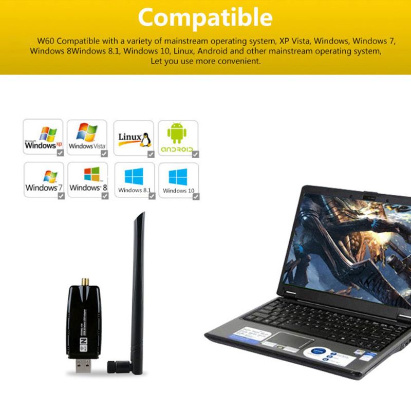 Adaptador de antena Lan USB, WIFI 2,4G, receptor inalámbrico, tarjeta de red de trabajo para Windows N58E