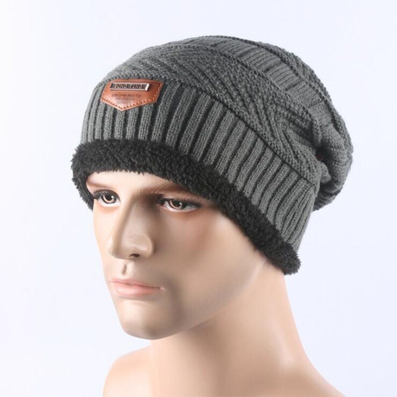 Sombrero de invierno de terciopelo para hombre, gorro de lana al aire libre para esquiar, máscara, bufanda, gorro, gorros de invierno para hombre, sombrero de punto para niño,: gray