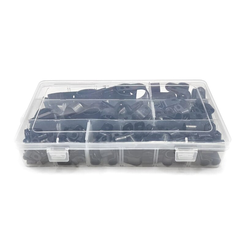200pcs R type cable management clip cable fastener plastic clamp cable guide kit